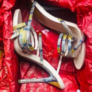 RENE CAOVILLA Wrap Up/Corkscrew Heels/ sandals NWT